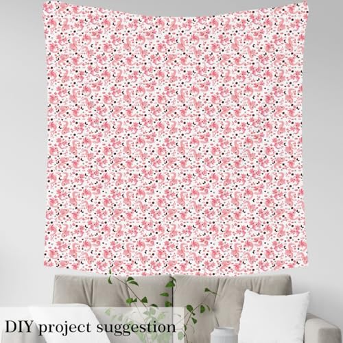 Pink Axolotl Pattern Fabric by The Yard Cartoon Style Lovely Wildlife Soft Polyester Sewing Craft Flowers Leaves Cute Animal DIY Sewing Fabric for Kids Sofa Chair,1 Yard,White Pink - color: Axolotl, size: 1 Yard