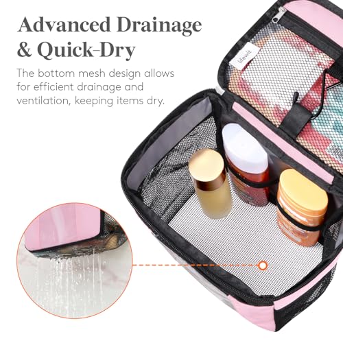 Lifewit Mesh Shower Caddy, Hanging Bathroom Organizer with PVC Phone Bag - color: Pink, size: M(8.3"L x 6"W x 10"H)