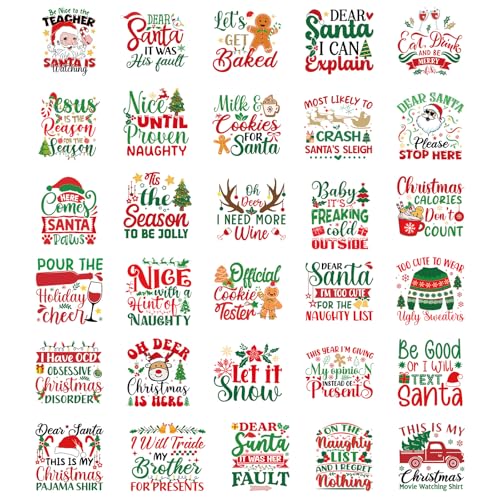 30 Pcs Santa Claus Funny Christmas DTF Transfers Ready to Press - style: Funny Christmas