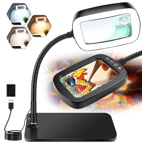 10X 30X Large Magnifying Glass with Light and Stand