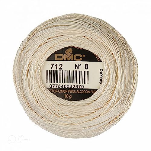 DMC Pearl Cotton Cream Thread Balls-3 Packs, Size 8, DMC 116 8-712, 95 Yards,%100 Cotton, INCELER Bundles - color: Cream 3 Packs