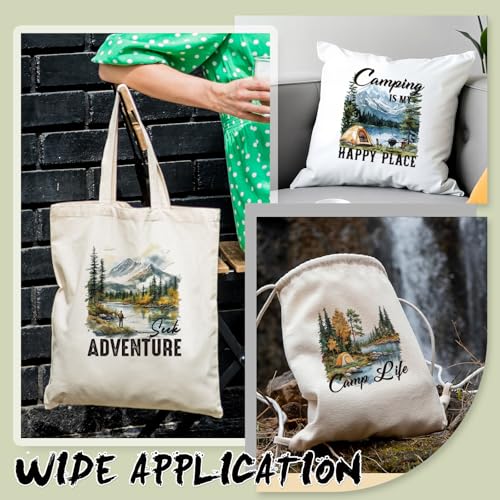 Dazoratix Camping Iron on Transfers - 20 Sheets Adventure DTF Ready to Press for T Shirts Mountain Wild Outdoor Heat Patches Stickers Vinyl Decals for Clothes Appliques Bag Hat Decorations DIY Crafts - style: Camping
