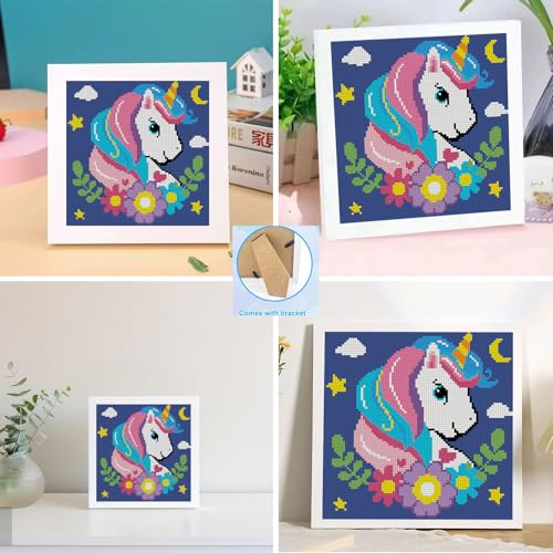 Lzyueyuan Cross Stitch Kits for Beginners,Unicorn Stamped Cross Stitch for Adults with Framed,Crafts for Girls 8-12 Embroidery Kit,11CT Cross-Stitch Arts and Crafts for Adults 8.7inX8.7in - color: Cross Stitch-1222-6