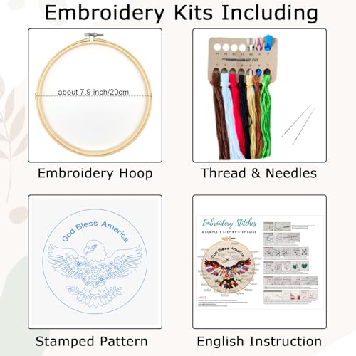 Nuberlic Embroidery Kits for Beginner Adults,God Bless - color: OWL