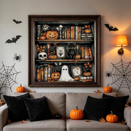 Halloween Beginner Stamped Cross Stitch Kits Arts and Crafts for Adults - color: J193-01