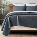 EverGrace 100% Cotton Cross Stitch 3-Piece Quilt Set, Queen, Midnight Blue - color: Midnight Blue, size: Full/Queen (92" X 96")