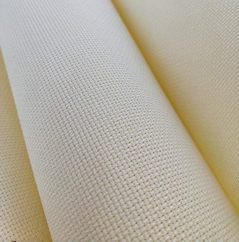 19" x 28" 14CT Counted Cotton Aida Cloth Cross Stitch Fabric (Cream) - color: Cream