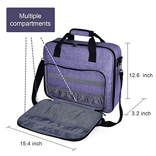 BAGLHER Cross Stitch & Embroidery Organizer Bag - Large Portable Project Storage with 3 Compartments, Travel Friendly Carrying Case for 11.2" Hoops, Threads, Supplies (Purple) - color: purple