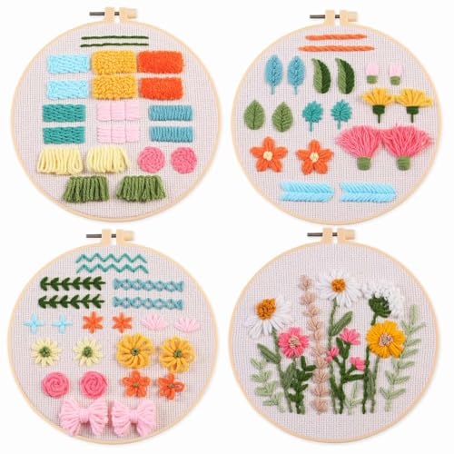 Myfelicity Punch Needle Kit for Beginners Adults – Complete Embroidery Set with Needles, Threads, Fabric & Patterns for DIY Craft Projects