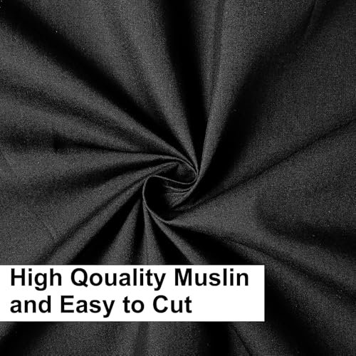 5 Yards Black Cotton Fabric by the Yard Fabrics,59 Inches Wide Medium Weight 100% Natural Cotton Fabrics,Bleached Muslin Fabric for Sewing Clothing Crafts Material - color: Black, size: 5 yard