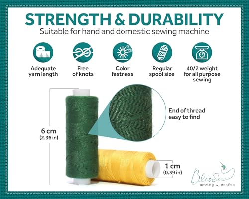 BlesSew Polyester Sewing Thread Set, 36 Sewing Machine Thread Spools, 150 Yards Each, Assorted Colors for Hand Sewing, Quilting, Mending, Crafts - color: Basic Colors