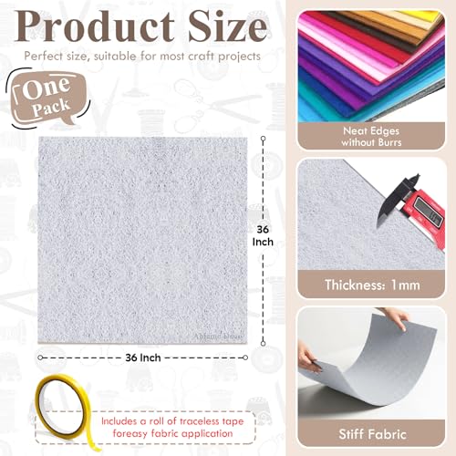 Gray Felt Fabric 36" x 36", 1 Square Yard Stiff Acrylic Felt Sheet - color: Gray, size: 36" X 36" (1 Yard)