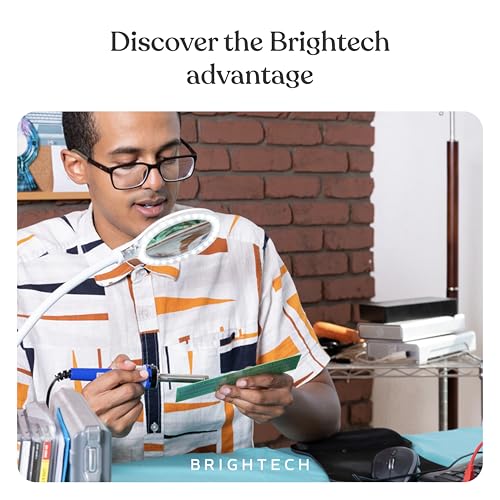 Brightech LightView Flex Magnifying Desk Lamp with Clamp, 1.75X Light Magnifier, Adjustable Magnifying Glass with Light for Crafts, Reading, Close Work - color: White