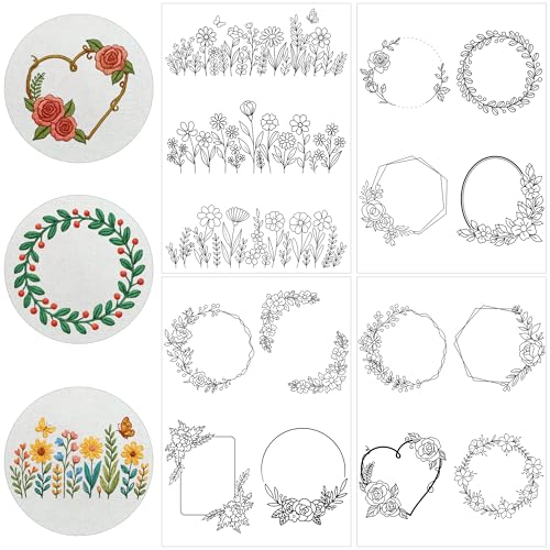 Water Soluble Embroidery Patterns, Stick and Stitch Paper for Sewing - style: Flowerframe1553