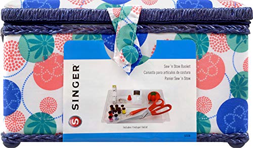 SINGER 07230 Sewing Basket with Sewing Kit, Needles, Thread, Pins, Scissors, and Notions, Florence, - color: Florence