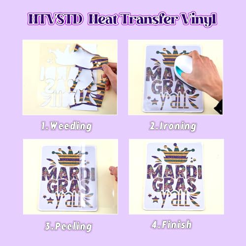 HTVSTD Mardi Gras Mark Heat Transfer Vinyl 10Sheet 12×10in Iron on Vinyl - color: Mysterious