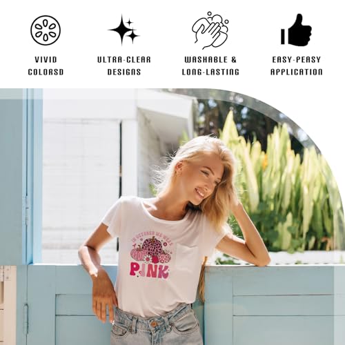 Dazoratix Breast Cancer Iron on Transfers - 20 Sheets Awarenes Halloween DTF Ready to Press Heat Patches Pink Ribbon Designs Vinyl Boo Stickers Decals for Women T Shirts Clothes Bag Applique DIY Craft - style: Breast Cancer Awareness
