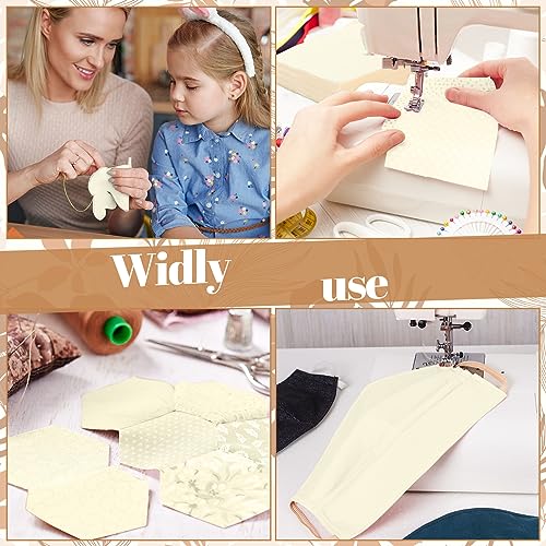 Mixweer 300 Pcs 4 x 4 Inches Cotton Fabric Squares Precut Quilting Fabric Bundles Solid Colors Quilt Material for DIY Craft Sewing Embroidery(Beige) - color: Beige