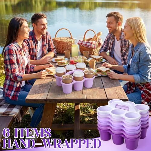 Suclain 6 Pcs Plastic Caddy Organizer with Handle Classroom, Purple - color: Purple