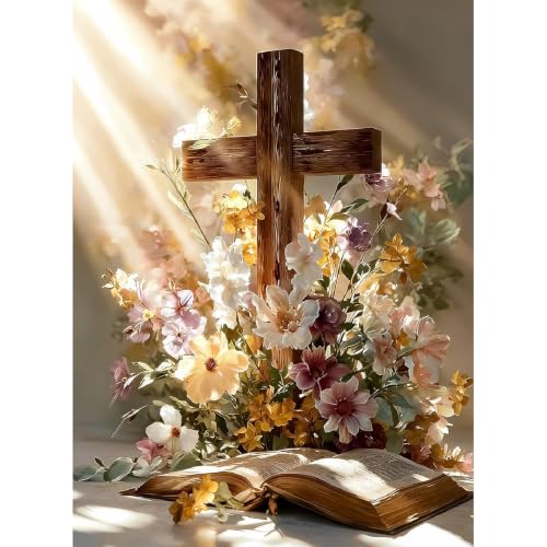 askkqtx Christian Stamped Cross Stitch Kits for Beginners Adults 12x16 in - color: XJ016