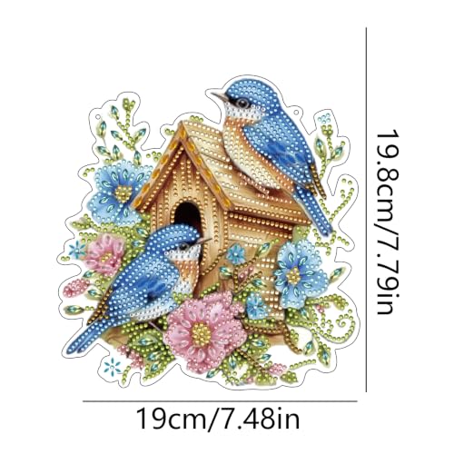STGLCR Birdhouse DIY Hanging Diamond Art Kits for Adults Flower, Bird Diamond Painting Kits, Special Shaped Rhinestone, Acrylic 5D Gem Art Craft Window Pendants Home Garden Wall Hanging Ornament Kits - color: Birdhouse