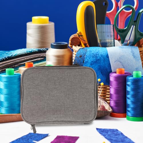 Healifty Circular Knitting Needle Case Wire Loop Needle Bag with Multi-Compartment Organizer for Crochet Hooks Knitting Accessories and Circular Storage Portable Craft Carrying Bag 8.66X6.69X1.77In