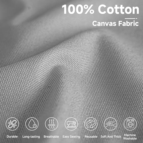 Simple&Opulence 100% Cotton Canvas Fabric 10oz. 59 Inch by The Yard, Nature Duck Fabric Textile Medium Weight for Painting, Sewing, Crafts, Embroidery, Bag, Handmade Home Decor(1 Yard, Light Grey) - color: Light Grey, size: 1 Yard