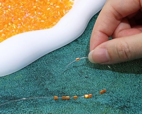 Glass Bugle Tube Mini Seed Beads 1400Pcs/30g 2 * 3mm Small Craft Loose Spacer Beads for DIY Bracelets Necklace Earring Jewelry Making (Orange) - color: Orange