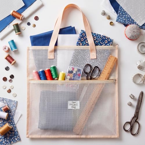 Cosblank 16x16inch Sew Project Bag Jumbo Needlepoint Project Bag, Beige - color: Beige