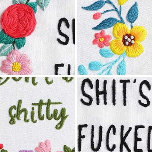 Louise Maelys 3 Sets Funny Embroidery Kits for Beginners - color: kit-12