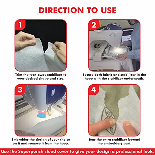 Superpunch Soft Tear Away Stabilizer, 1.8 oz, White, 12 in x 10 yd - size: 12" x 10 yards roll