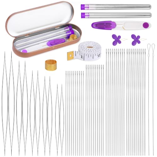 GarfxG 60 PCS Beading Needles Set with 10 Sizes Beading Seed Needles - style: 60 PCS