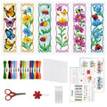 ORIGACH 6 Set Garden Floral Insect Cross Stitch Bookmark Kit for Beginner - style: Flowers and Butterflies