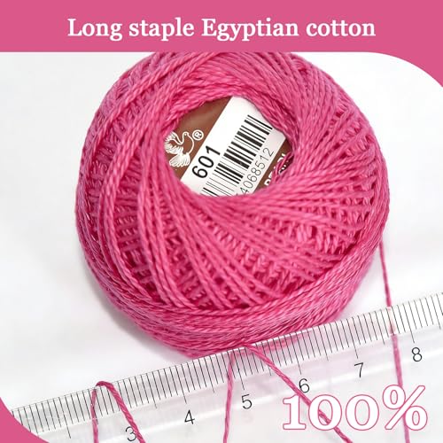 Double Mercerized Egyptian Long Staple Cotton Pearl Thread Ball 10 Grams Rainbow Color Embroidery Thread 12 Colors per Box for Crochet Hardanger Cross Stitch Hand Embroidery,redpurple Series - color: redpurple series