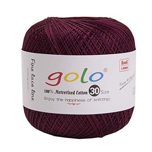 golo Crochet Thread Knitting Yarns for Hand Work Tatting Yarn 757 - color: 757 Crimson