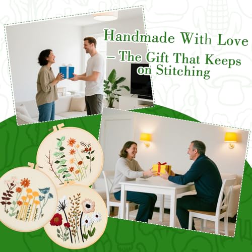 RAINFLOW 3 Pack Embroidery Kit for Beginners - Stamped Cross Stitch Kits