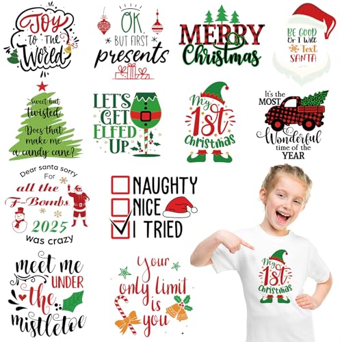 Fainne 12 Sheets Santa Iron on Transfers, Watercolor Heat Decals - style: Santa