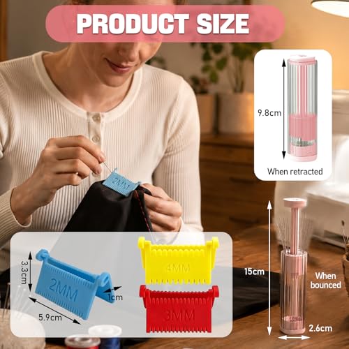 3PCS Sewing Ruler Clip-On Guide, Magnetic Needle Case Sewing Kit Set