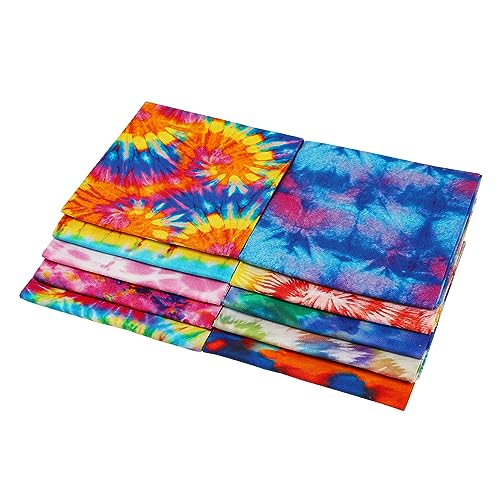 Craftido -25 Options- 100% Cotton Quilting Fabric Bundles 10pcs Fat Quarters 18”x21”-Medium Weight 5.2 oz- Soft Cotton for Quilting, Sewing Project, Patchwork, DIY Crafts - TIE DYE - color: Tie Dye