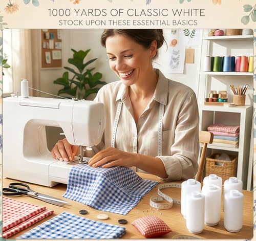 ilauke Sewing Thread 12 Spools, 1000 Yards Each Polyester Thread - color: 12 White