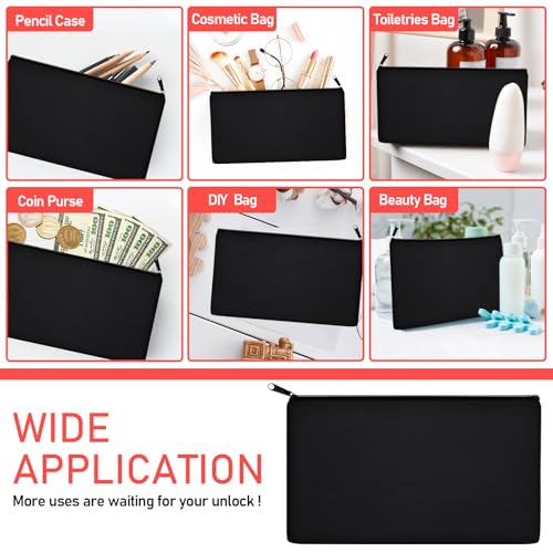 Legigo Blank Canvas Bags Zipper Pouch Makeup Bags Pencil Pouch Bulk - color: Black