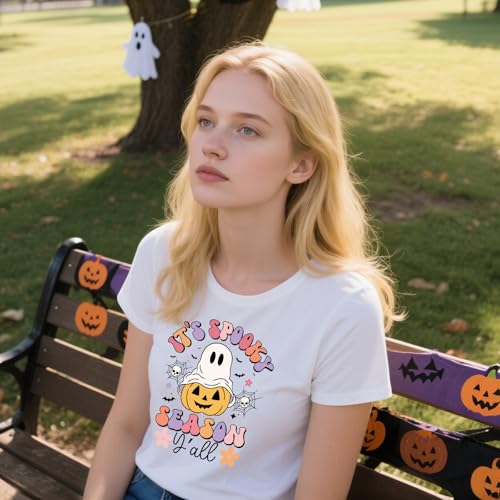 Dtf Transfers Ready to Press - 20 Pcs Halloween Iron on Patches for T-Shirts, Cut Ghost Bat Heat Transfer Designs Vinyl Stickers, Iron on Decals for DIY Clothes Bags - color: Halloween
