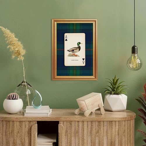 Wojuin Lucky Duck Ace of Clubs Illustration Framed Canvas Wall Art 12x10 in - color: Lucky Duck, size: 16"L x 12"W