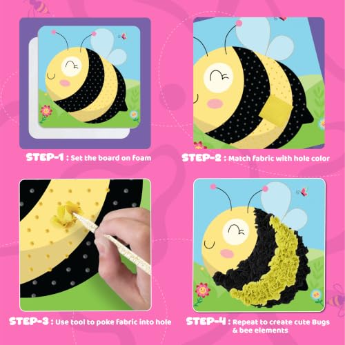 jackinthebox Poke Art Bugs Craft Kit for Kids, Girls, Toys, Gifts, Ages 4-8 - style: Bugs