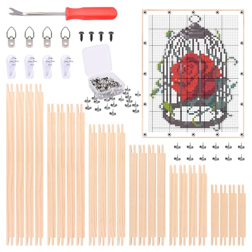 Bensbl 24Pcs Needlepoint Stretcher Bars Kit, 6 Sizes, Cross Stitch Frame - color: 24Pcs