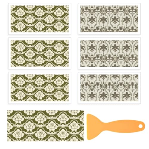 6 Sheets Furniture and Craft Rub on Transfers with Symmetrical Retro Floral Design, Waterproof Transfers Stickers for DIY Wood Furniture, Door, Windows, Gifts and Home Decor 6x12” - style: Retro Flower Pattern