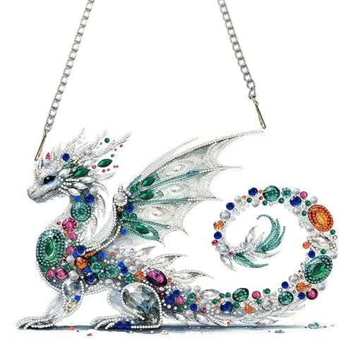 STGLCR Diamond Painting Kits Hanging Pendant, Dragon Special Shaped Crystal Diamond Art Double-Sided Printed Window Ornament, DIY Wall Art Hanging Sign for Crafts and Home Decor - color: 106-Dragon