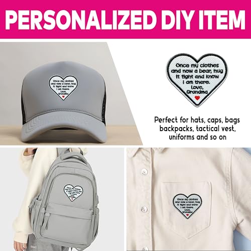 Loving Memorial Family Patch 3 Inches Memory Heart Family Memories Gifts Remembrance Iron On/Sew On Embroidery Fabric Applique Patches for Trucker Hats Clothes DIY Accessories (Style 2, Grandma) - color: Style 2, size: Grandma