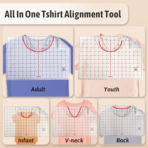 TransOurDream Heat Transfer Paper Supplies Reusable Direct Heat Resistant Tshirt Ruler Guide 20-Pack 16'' Large Cuttable Alignment Ruler, Special/V-Neck/Round Vinyl Centering Tool, S-5XL Adult Youth - color: Tshirt Ruler, size: 20 Sheets
