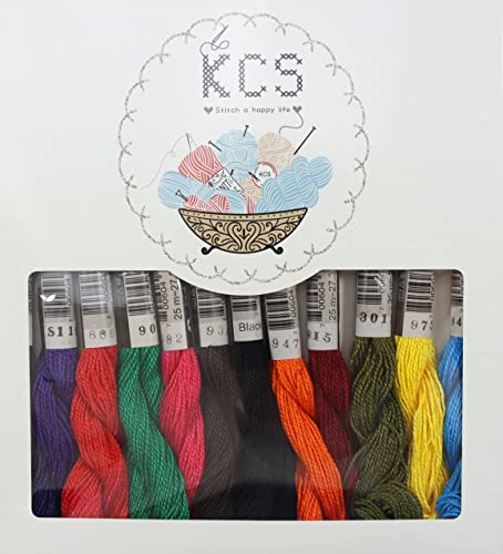 KCS 328 Yards (300 Meters) Mercerized Pearl Cotton Crochet Needlepoint Thread,Size 5, 12 skeins,Mixed Color 15 - color: 12color15, size: 12 skeins